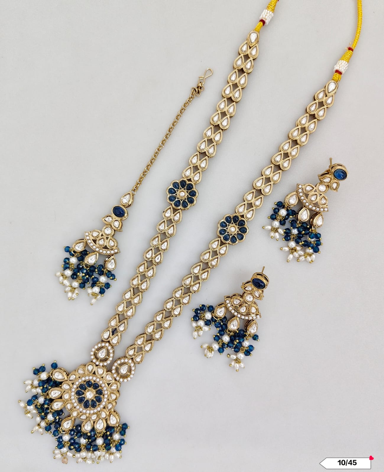 Antique Gold Plated Kundan Necklace Set