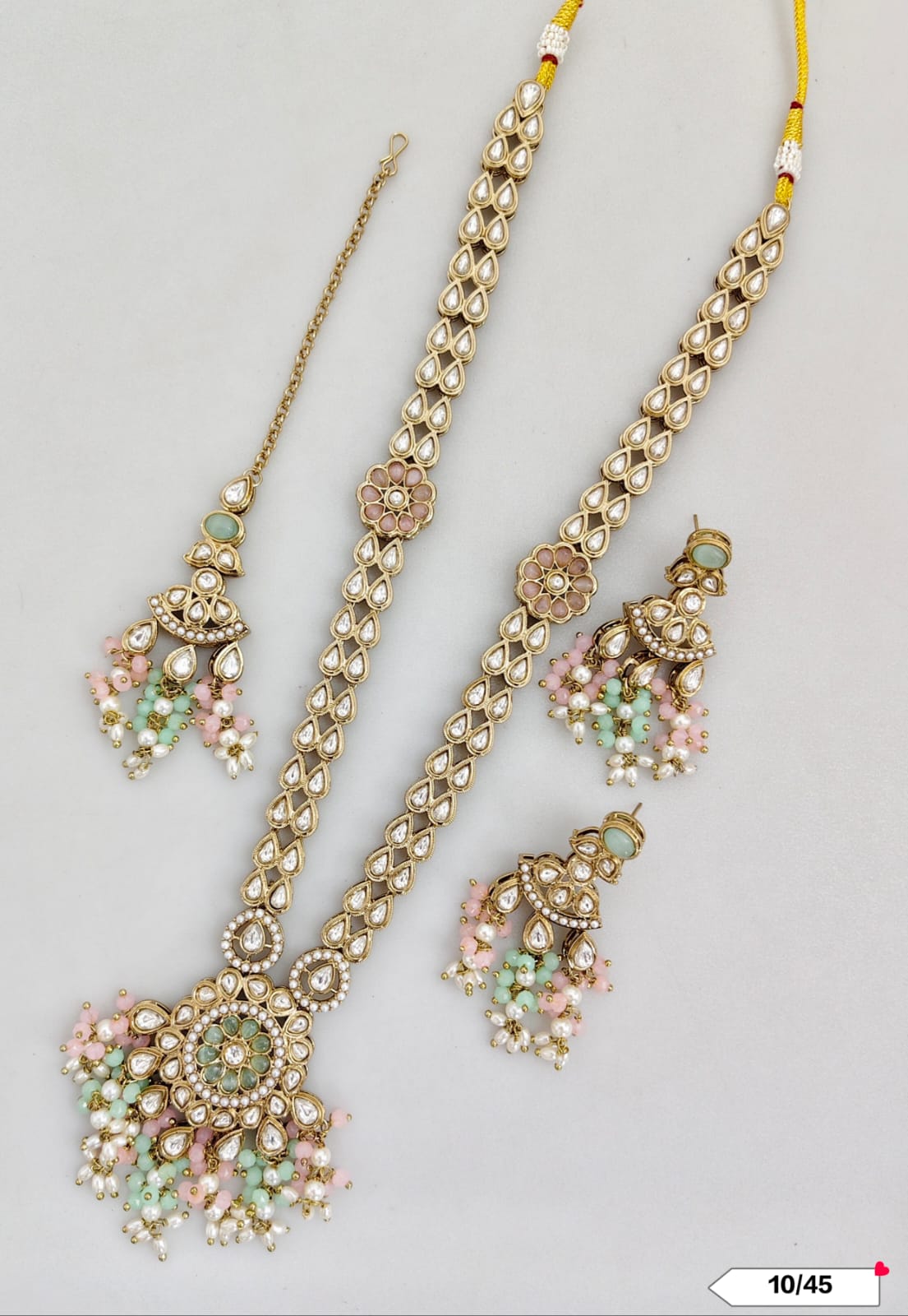 Antique Gold Plated Kundan Necklace Set