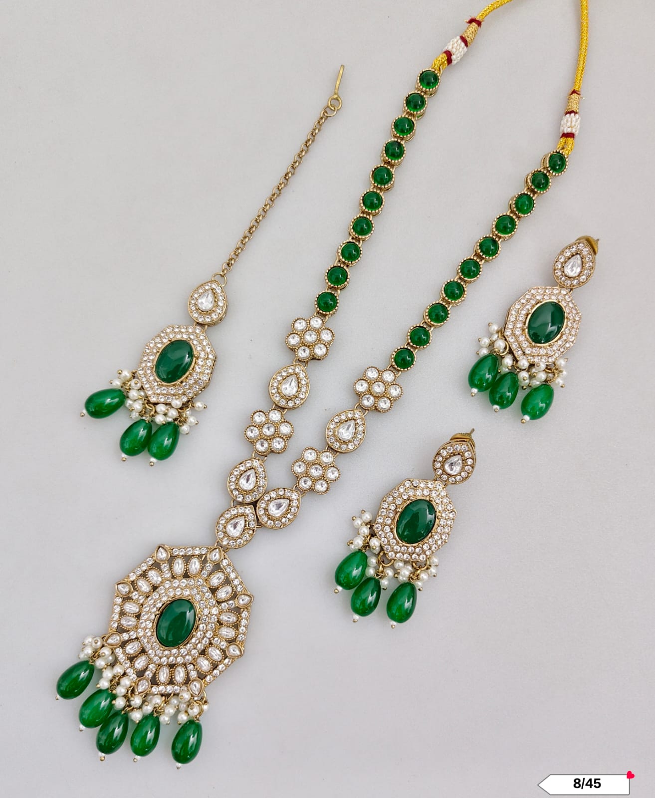 Antique Gold Plated Kundan Necklace Set