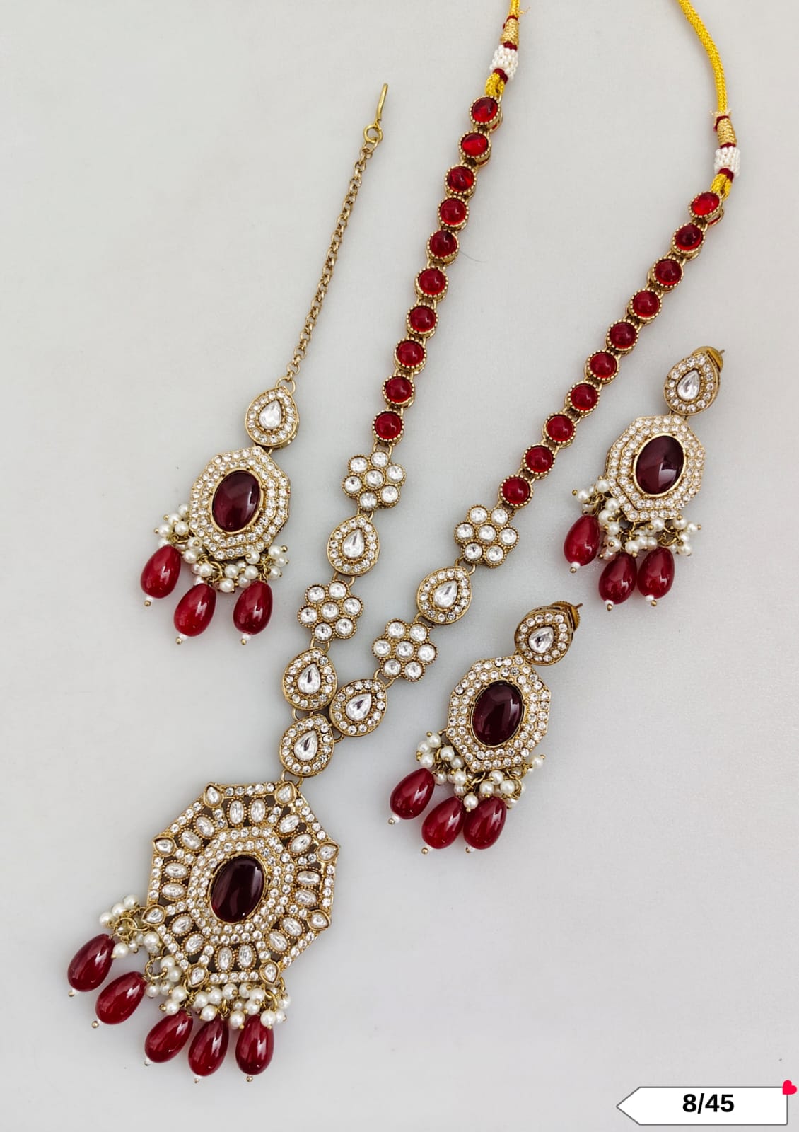 Antique Gold Plated Kundan Necklace Set