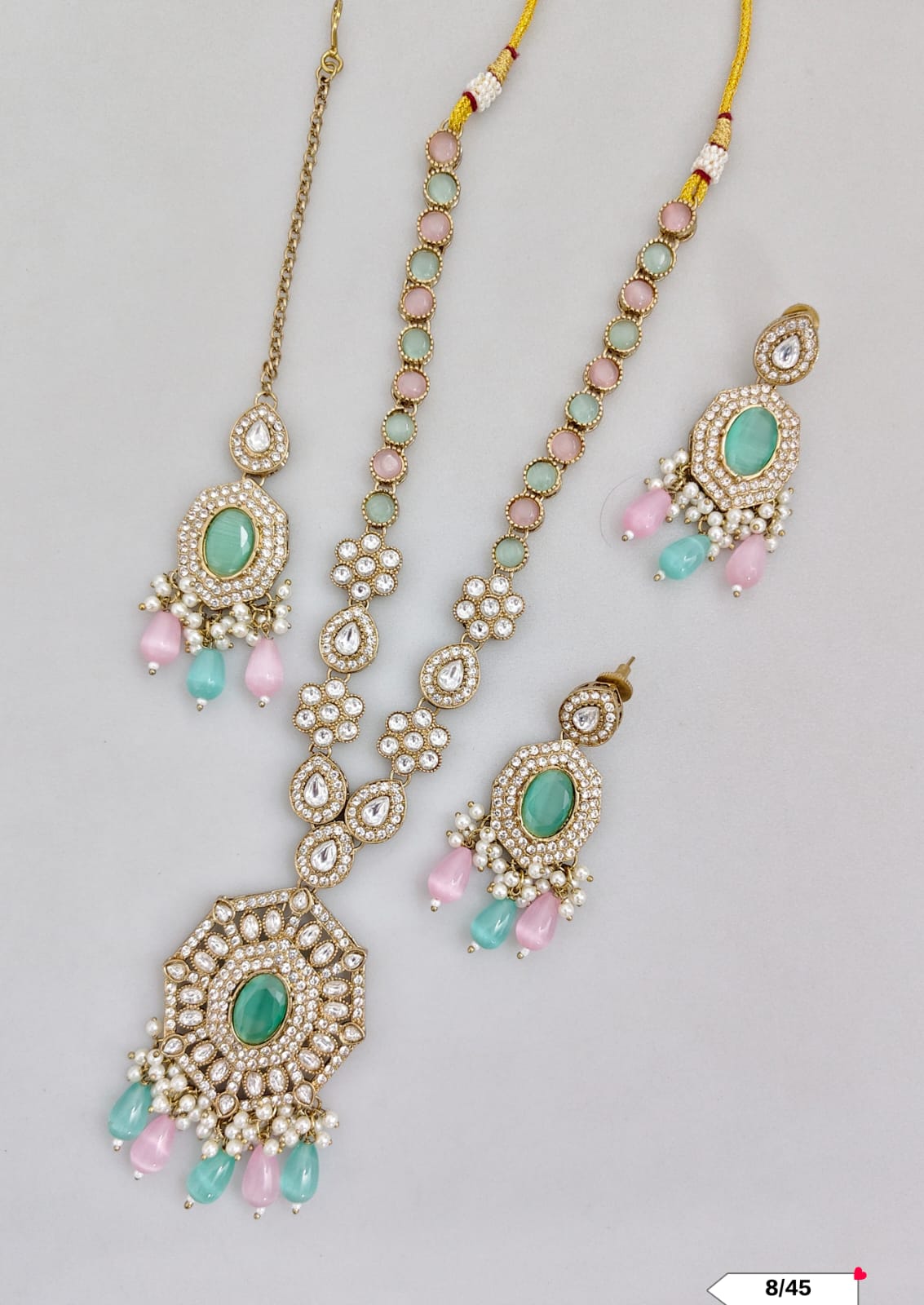 Antique Gold Plated Kundan Necklace Set