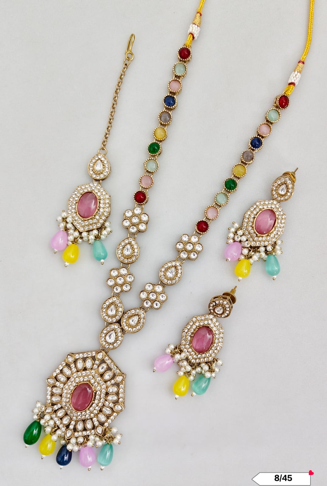 Antique Gold Plated Kundan Necklace Set