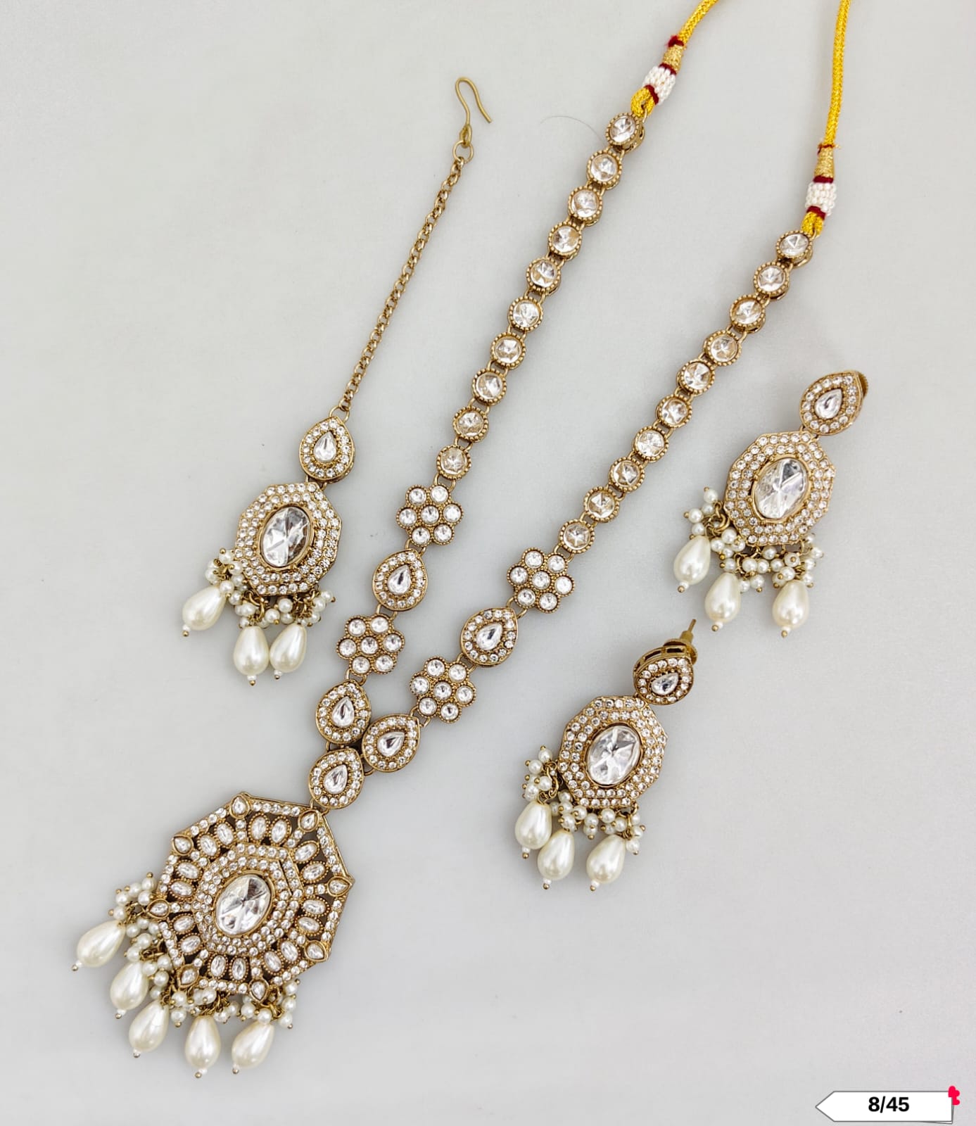 Antique Gold Plated Kundan Necklace Set