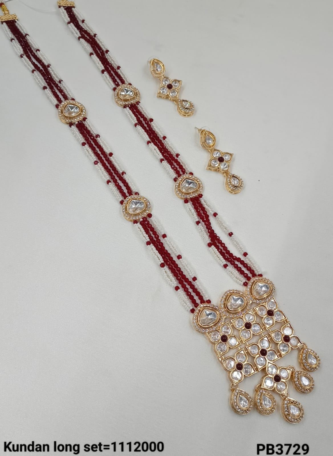 Gold Plated Long kundan Necklace set