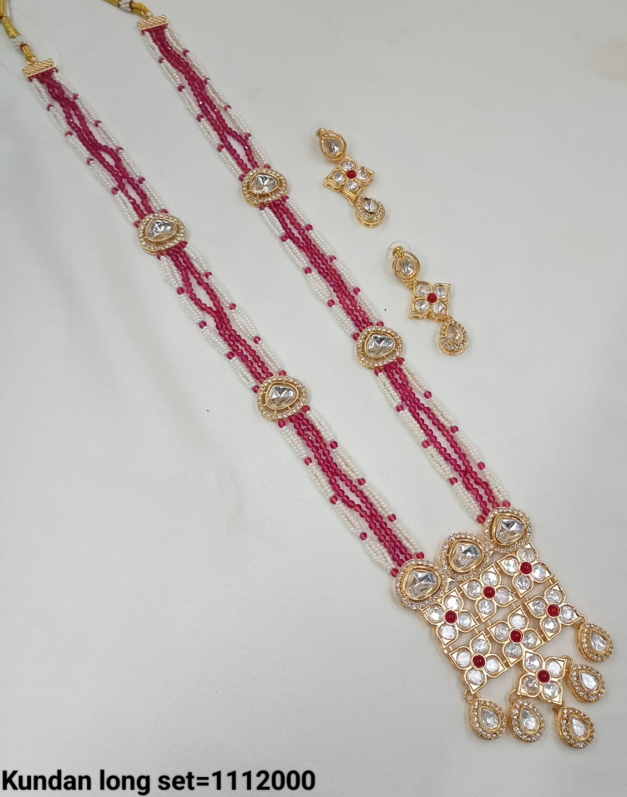 Gold Plated Long kundan Necklace set