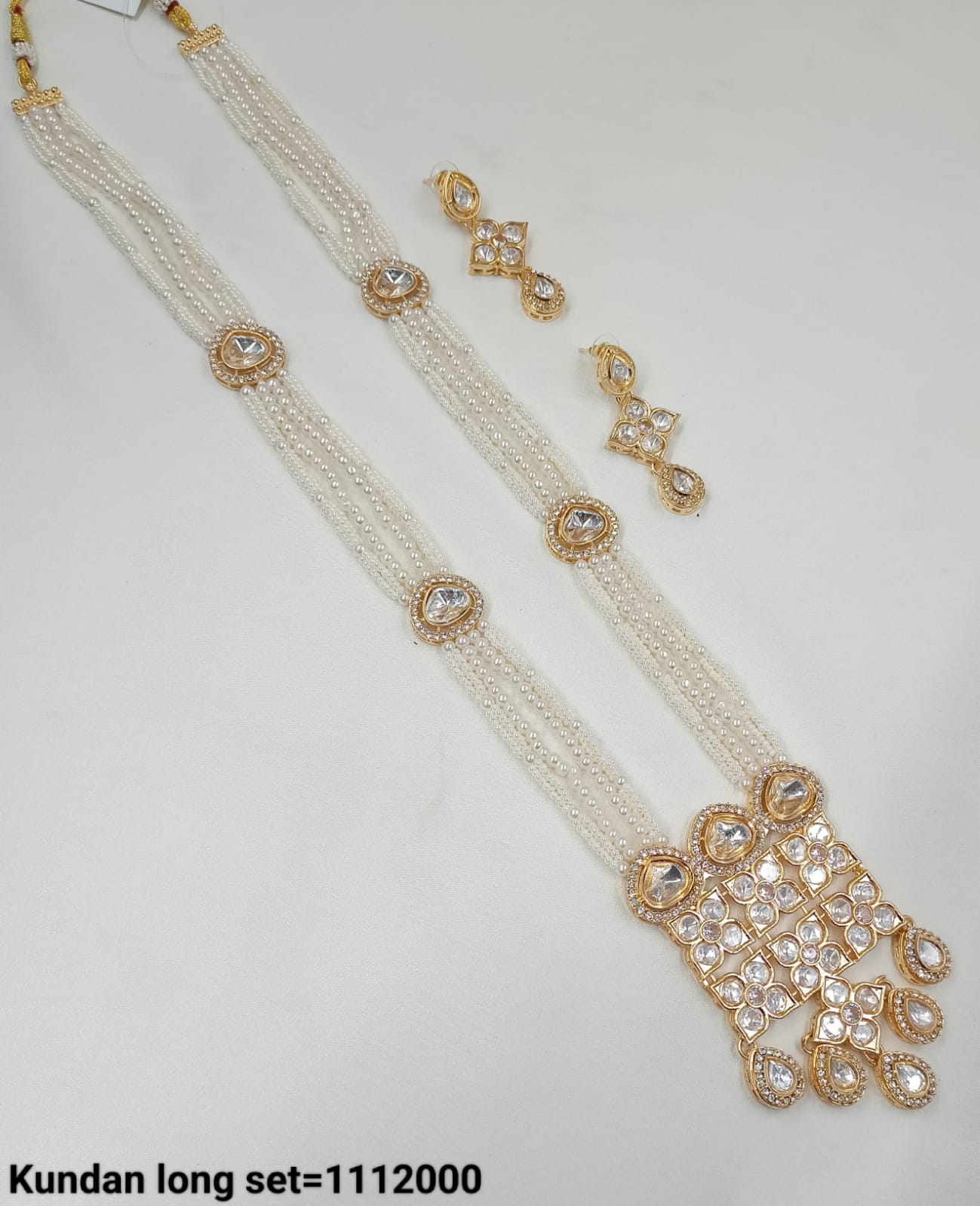Gold Plated Long kundan Necklace set