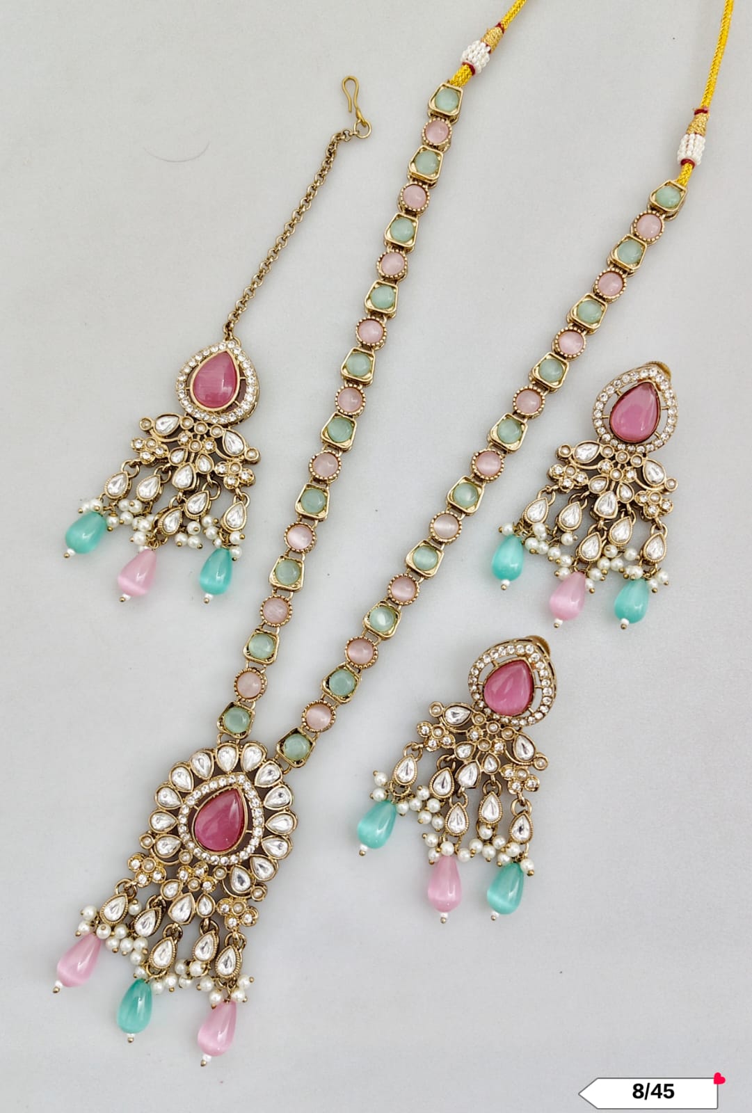 Antique Gold Plated Kundan Necklace Set