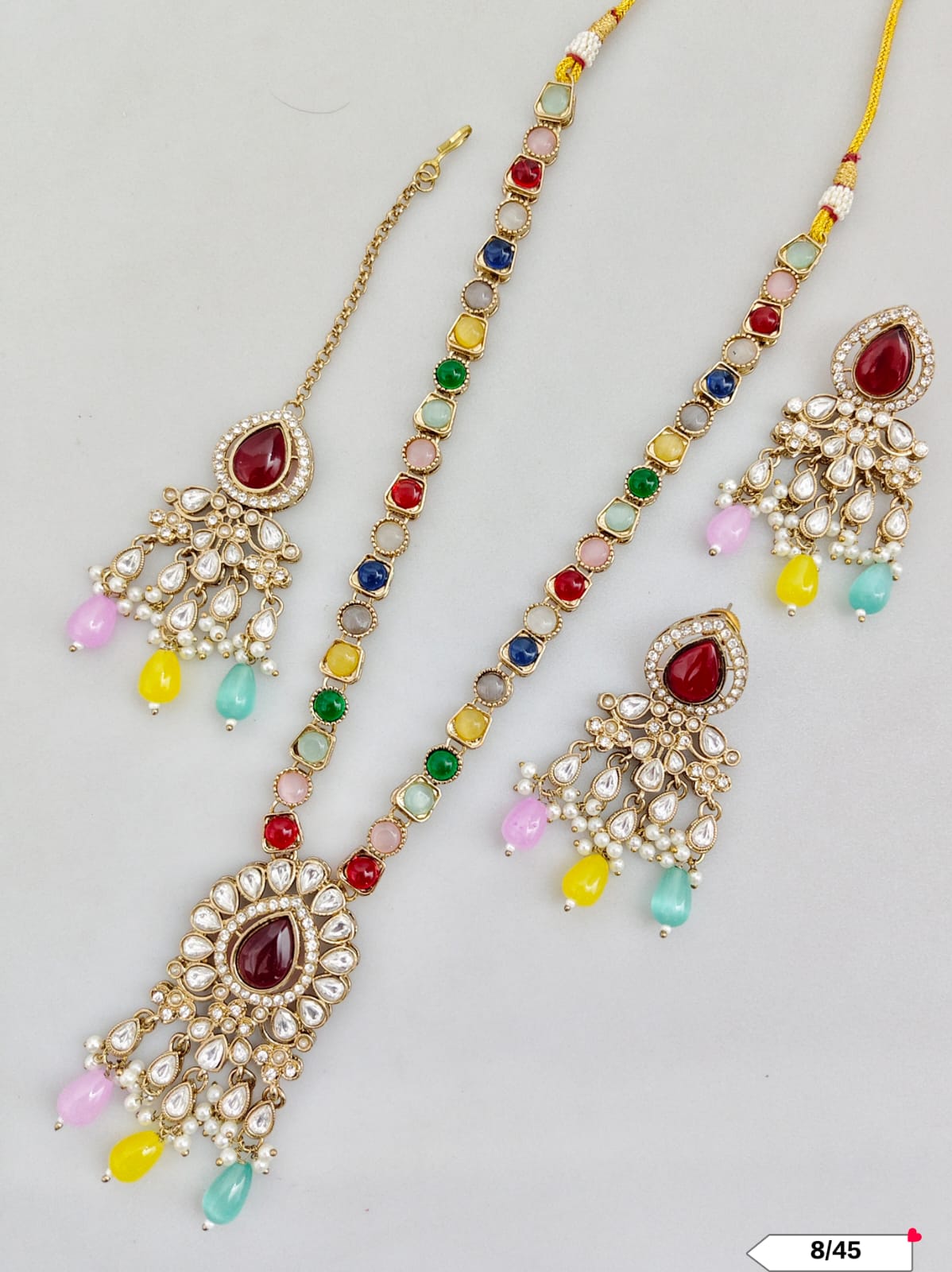 Antique Gold Plated Kundan Necklace Set
