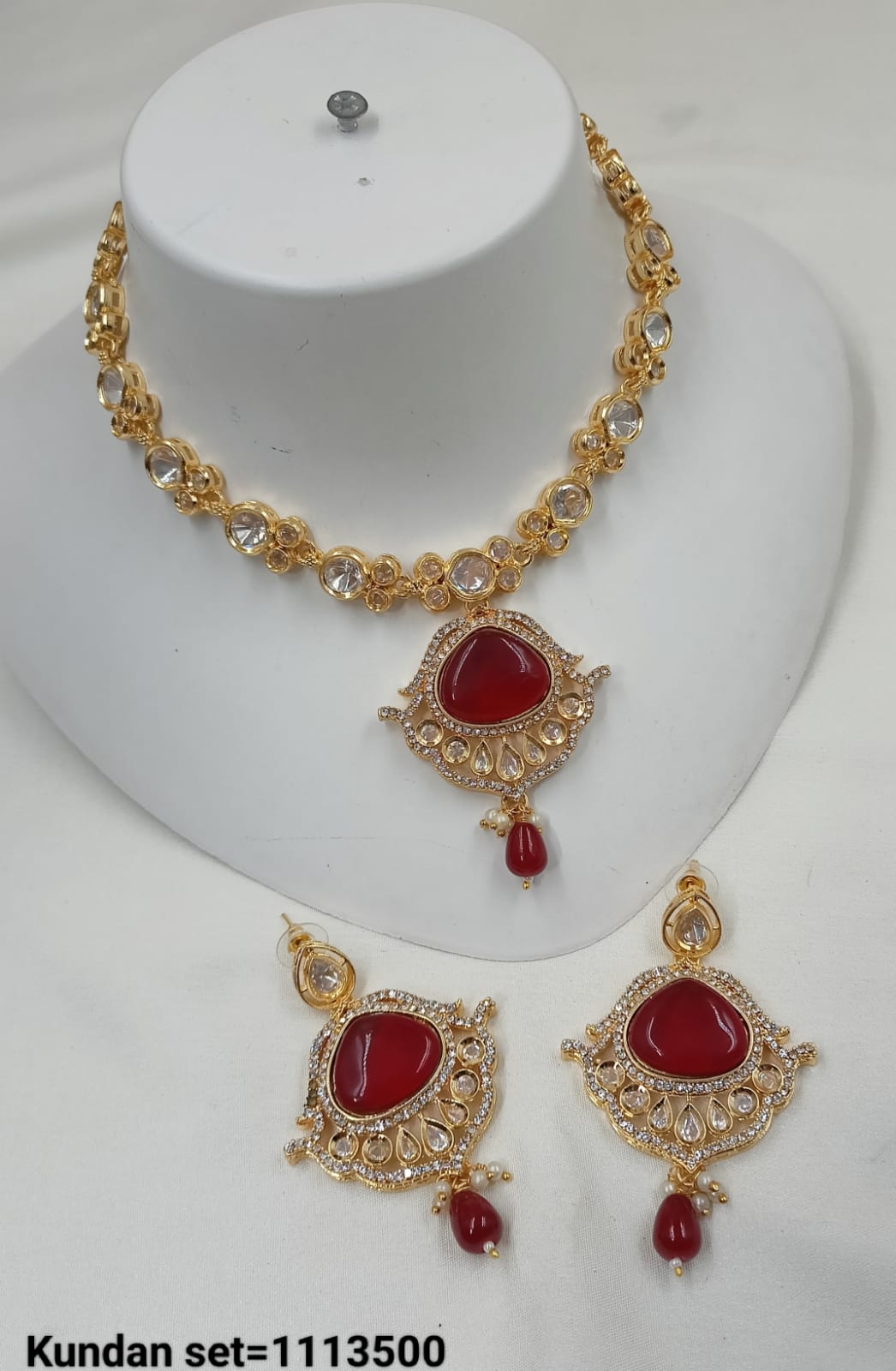 Gold Plated Traditional Kundan Necklace Set