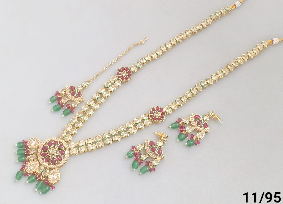 Bridal Kundan Necklace Set with Chandbali Earrings – Handcrafted Traditional Jewelry