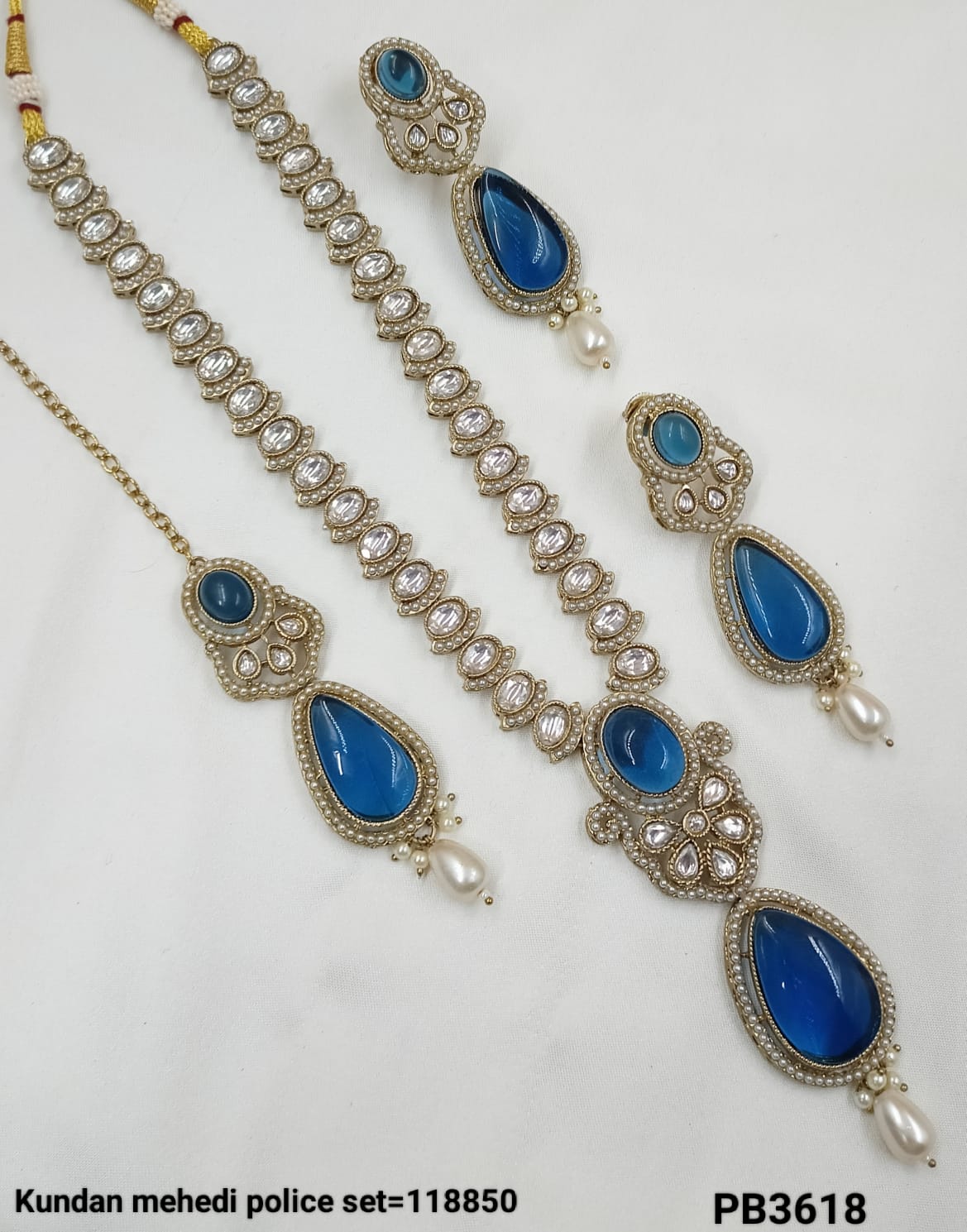 Antique Gold Plated Kundan Long Necklace Set
