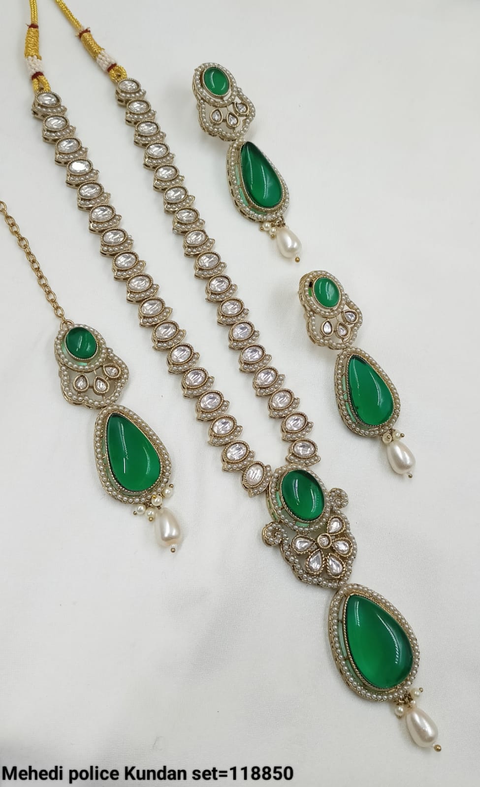Antique Gold Plated Kundan Long Necklace Set