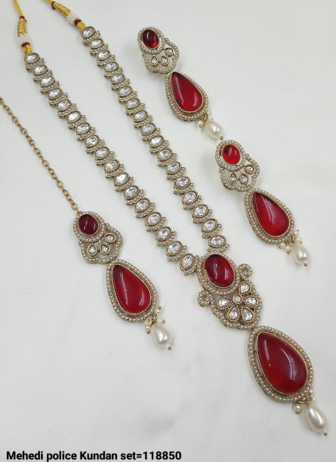 Antique Gold Plated Kundan Long Necklace Set
