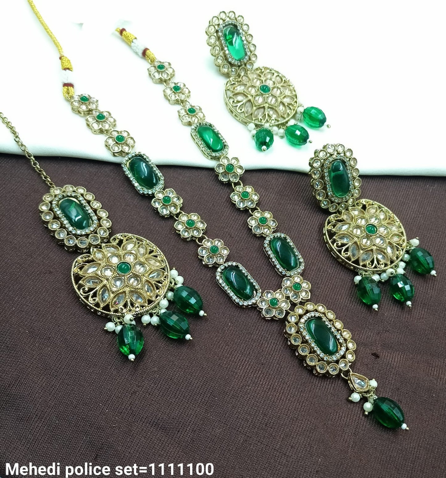 Traditional Jewelry Set – Necklace, Earrings & Maang Tikka – Bridal & Festive Wear