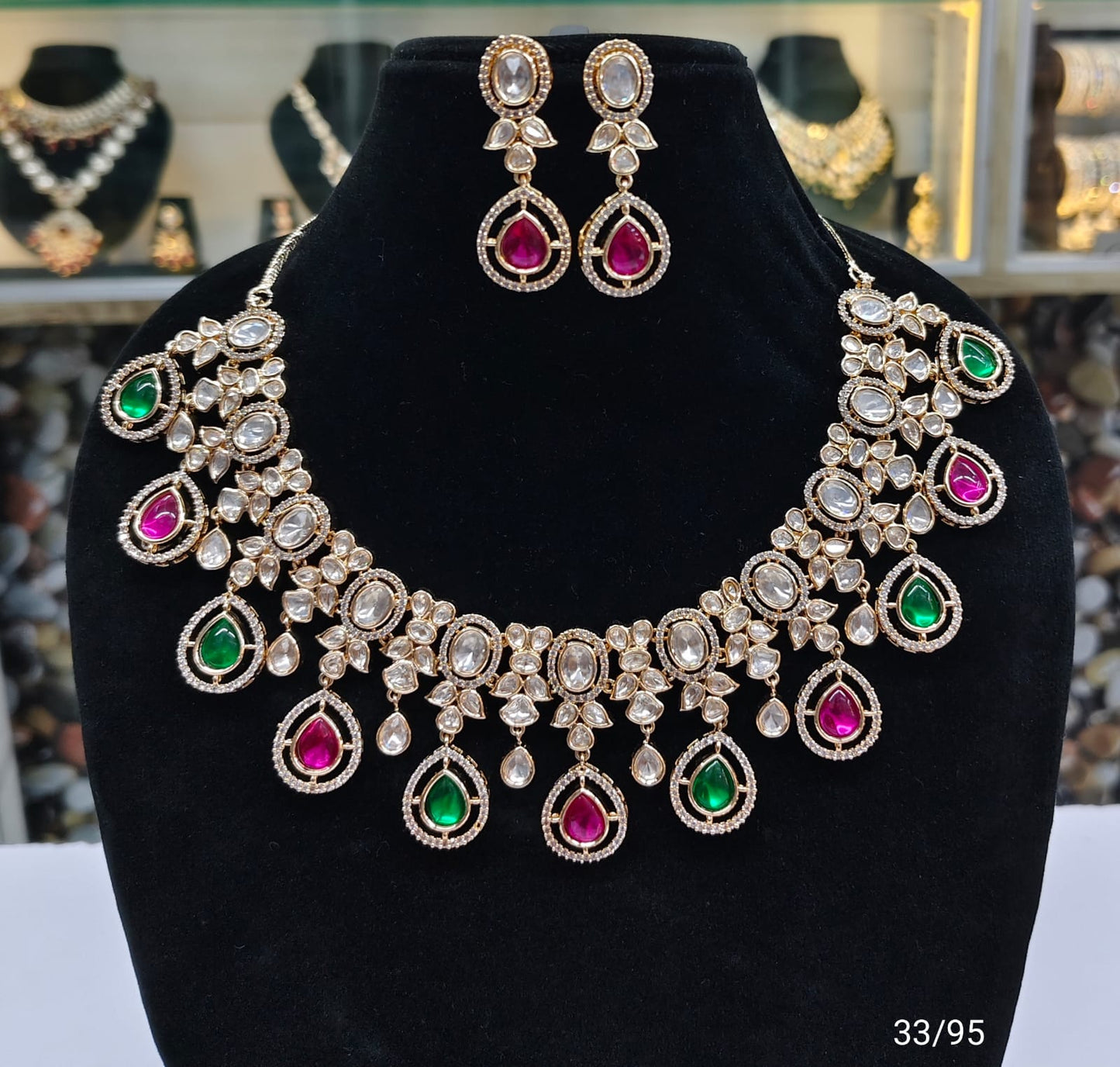 Designer Teardrop kundan Necklace Set