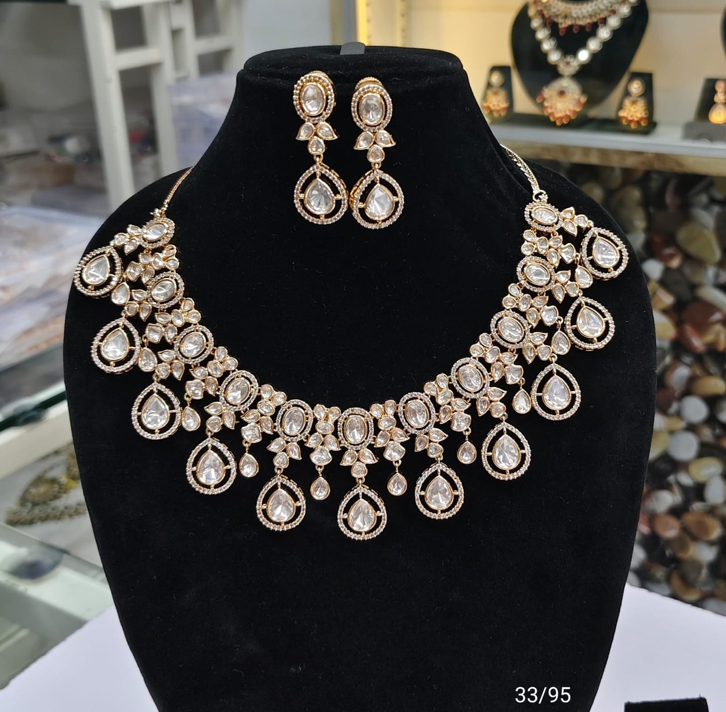 Designer Teardrop kundan Necklace Set