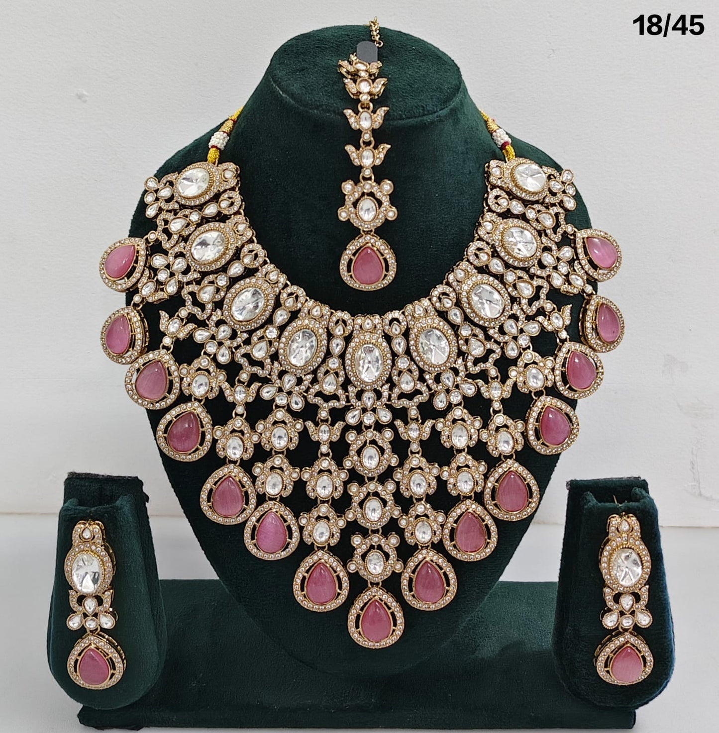 Bridal Kundan Choker Necklace Set with Maang Tikka and Earrings