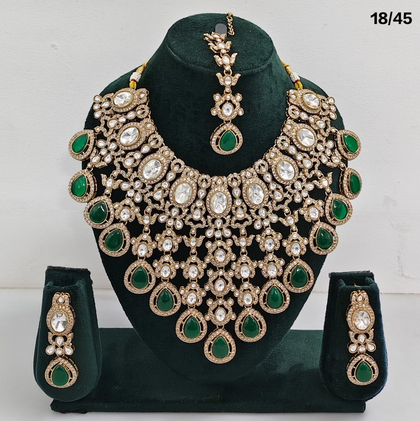 Bridal Kundan Choker Necklace Set with Maang Tikka and Earrings