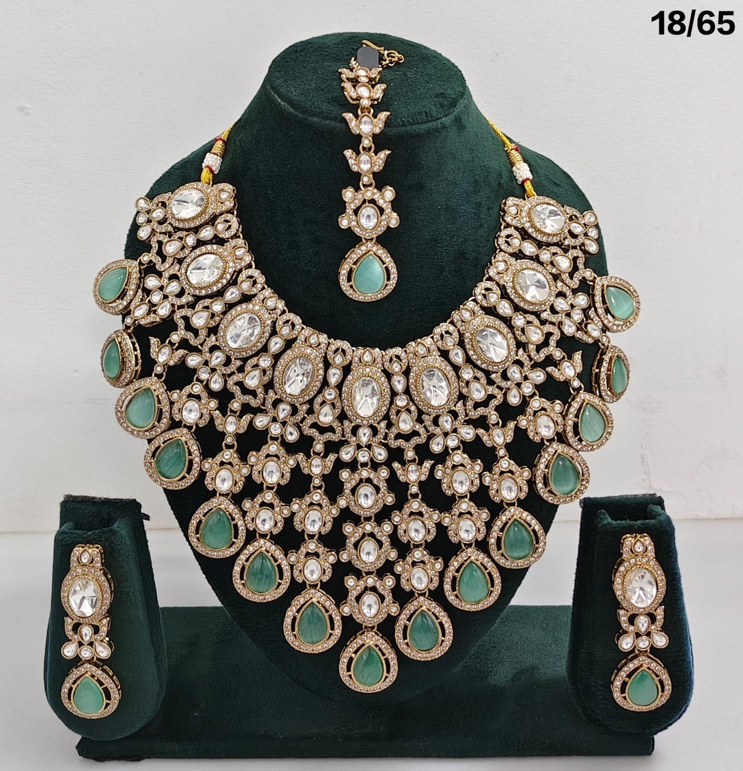 Bridal Kundan Choker Necklace Set with Maang Tikka and Earrings
