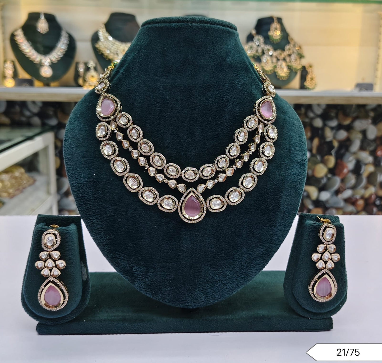 Elegant Polki Kundan Necklace & Earring Set - Lucentemarket