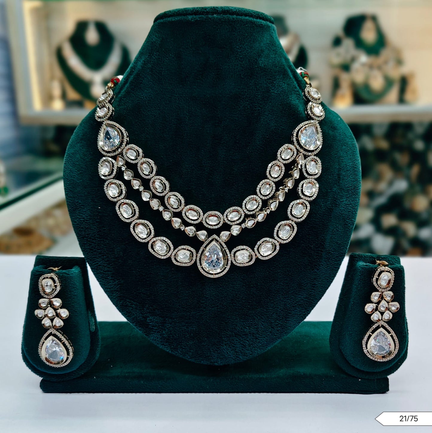 Elegant Polki Kundan Necklace & Earring Set - Lucentemarket