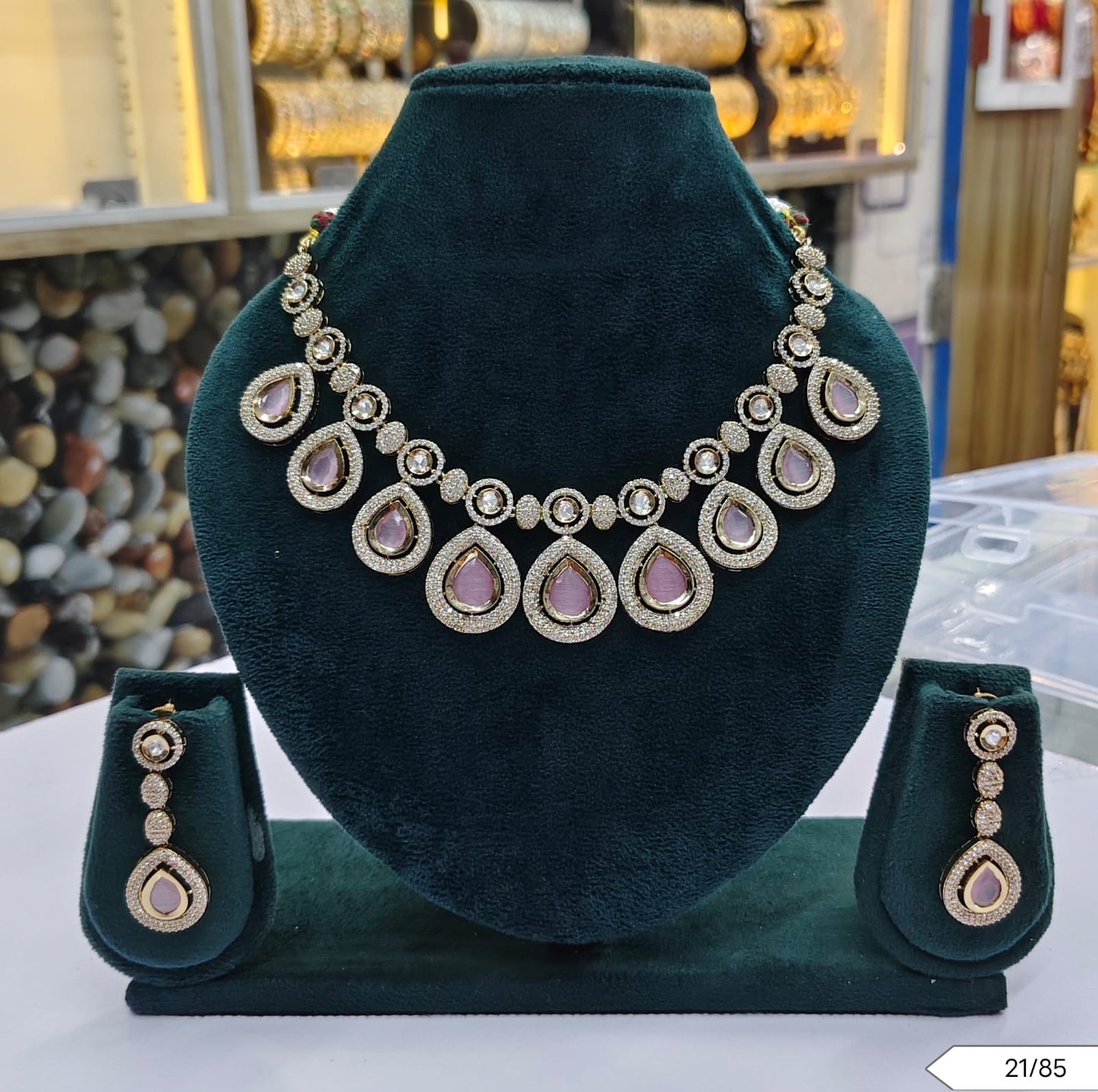 Teardrop Polki Kundan Necklace & Earring Set