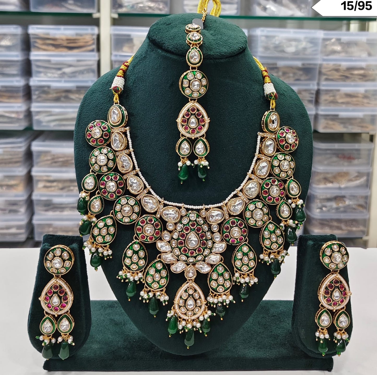 Royal Kundan Bridal Necklace Set with Maang Tikka