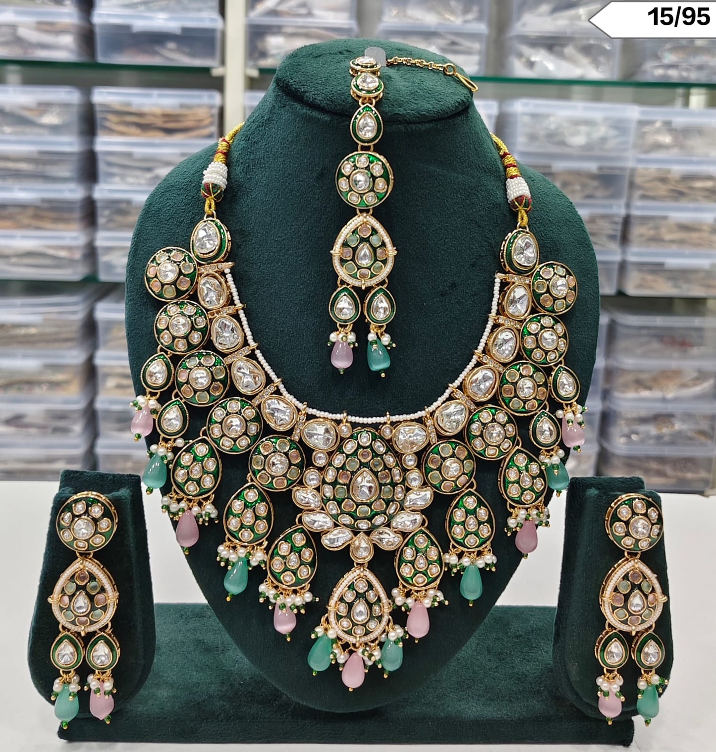Royal Kundan Bridal Necklace Set with Maang Tikka
