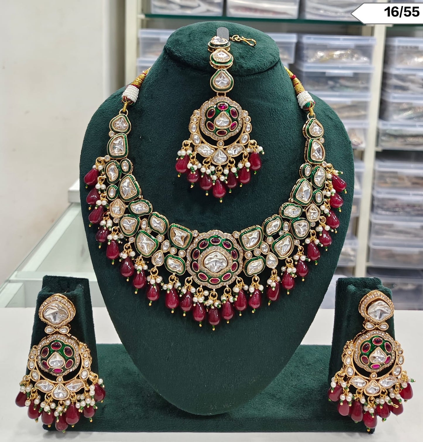 Royal Kundan Bridal Necklace Set with Maang Tikka