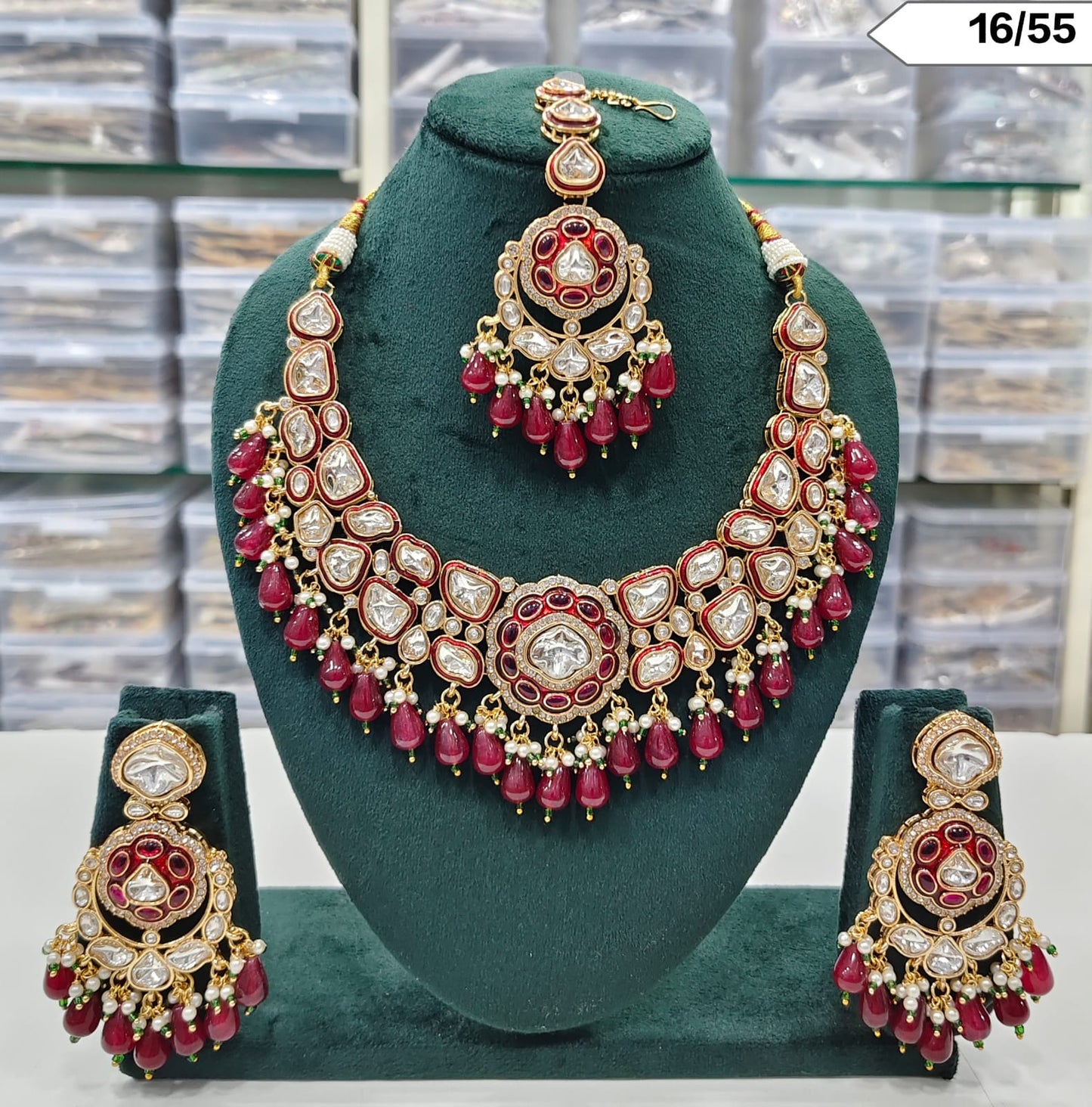 Royal Kundan Bridal Necklace Set with Maang Tikka