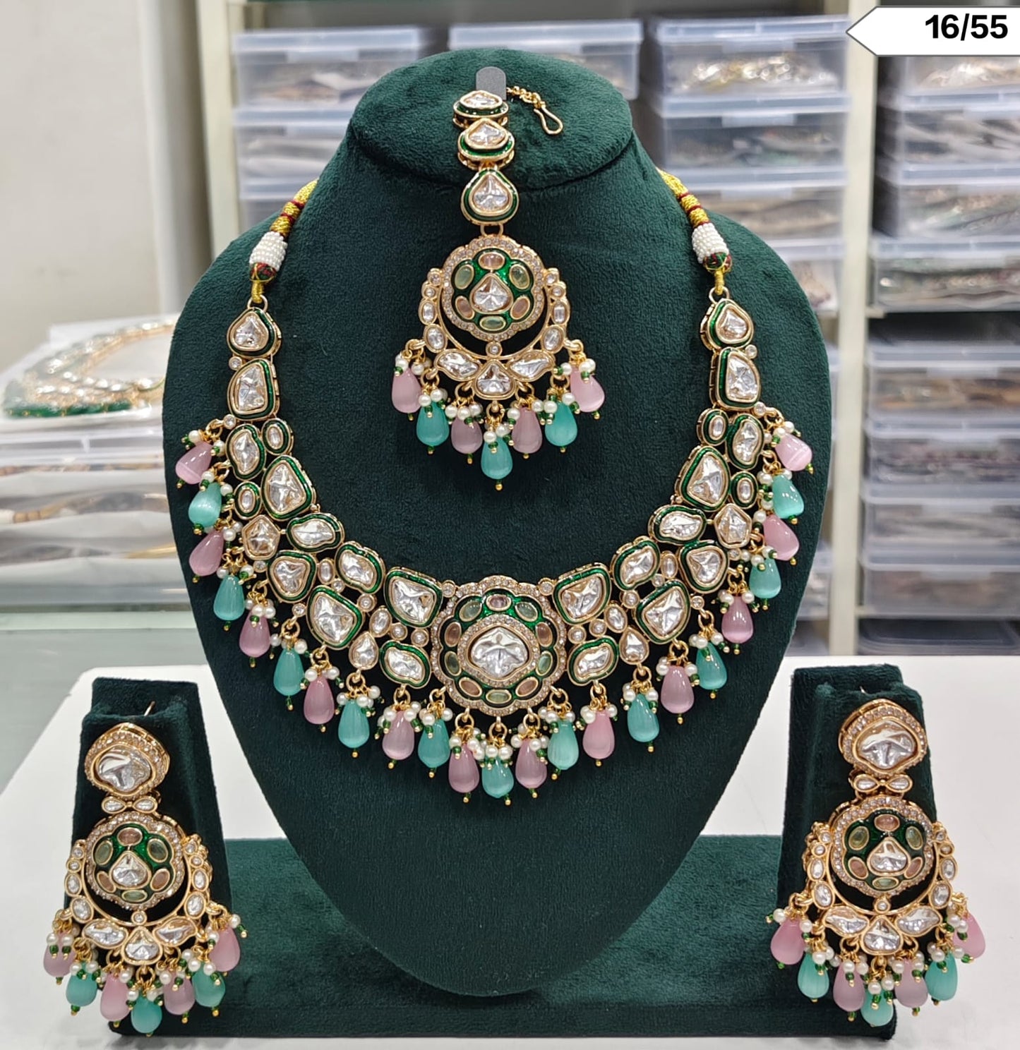 Royal Kundan Bridal Necklace Set with Maang Tikka