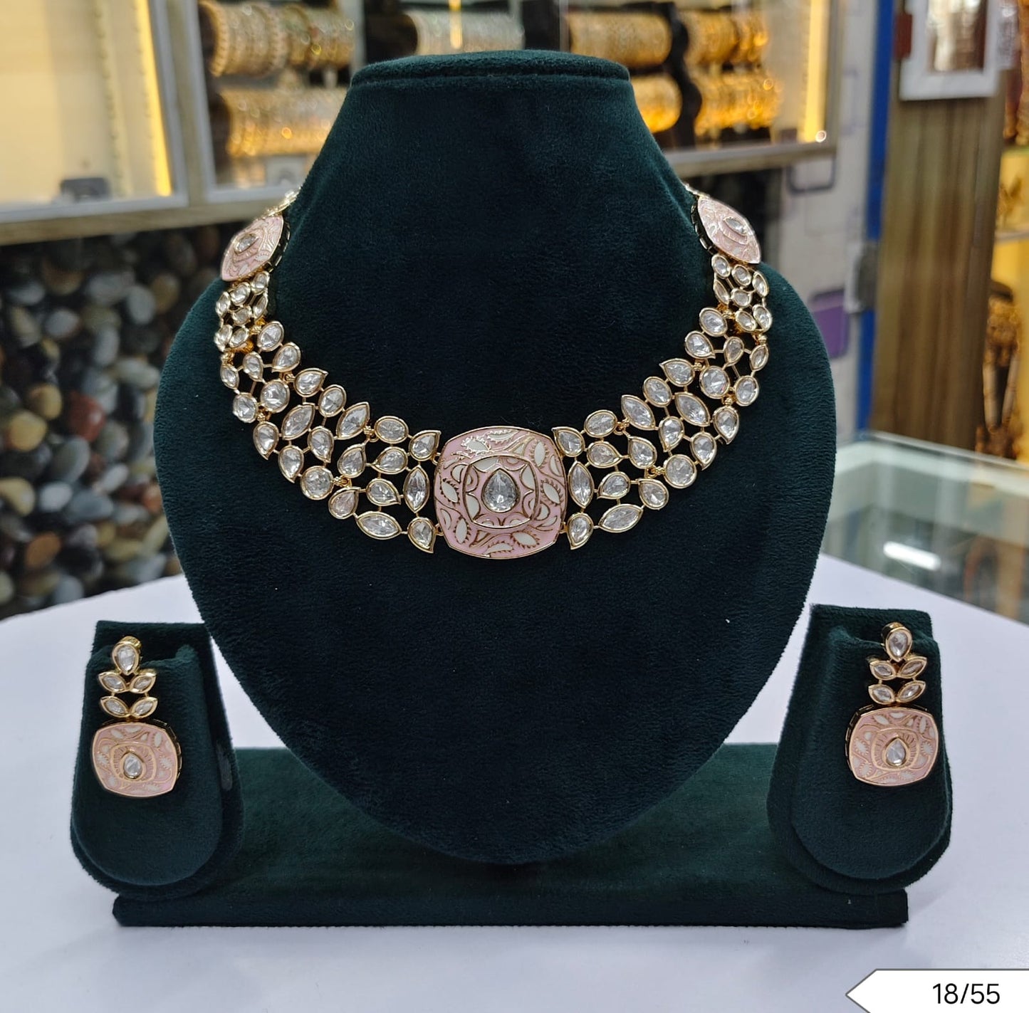 Kundan Polki Stone Necklace Set with Earrings – Bridal & Party Wear Jewellery