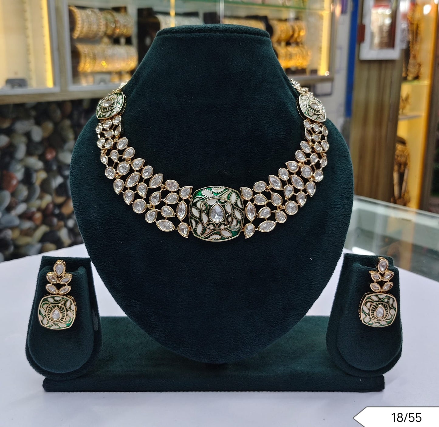 Kundan Polki Stone Necklace Set with Earrings – Bridal & Party Wear Jewellery