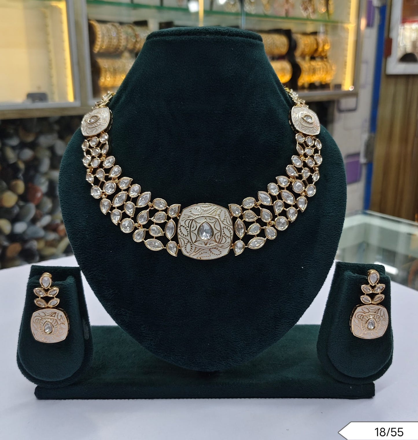 Kundan Polki Stone Necklace Set with Earrings – Bridal & Party Wear Jewellery