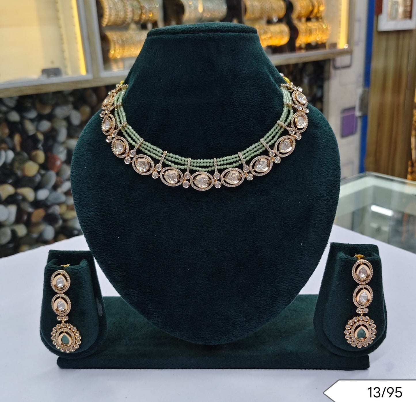 Kundan Polki Beaded Necklace Set with Drop Earrings – Bridal & Party Wear Jewellery