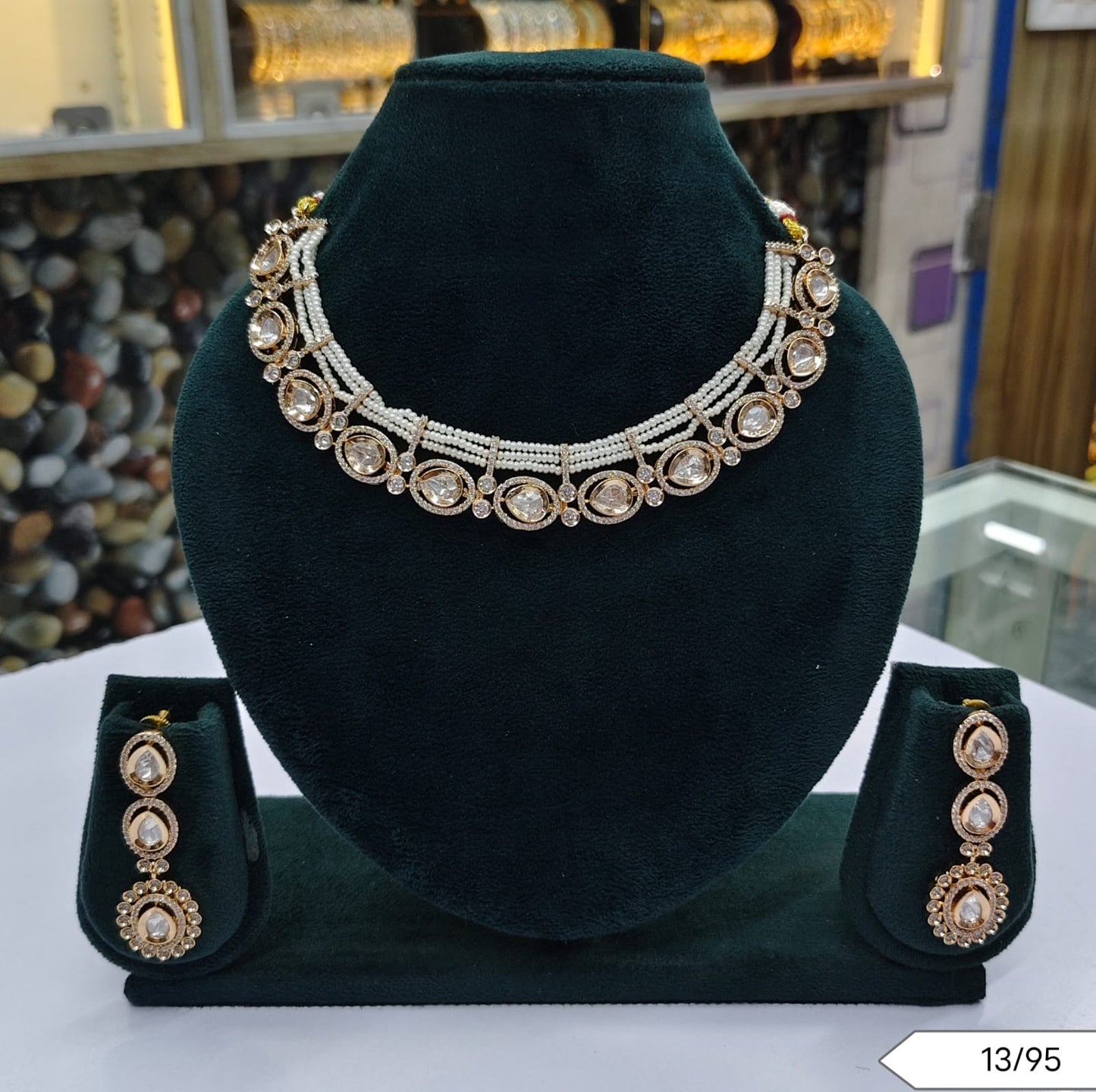 Kundan Polki Beaded Necklace Set with Drop Earrings – Bridal & Party Wear Jewellery