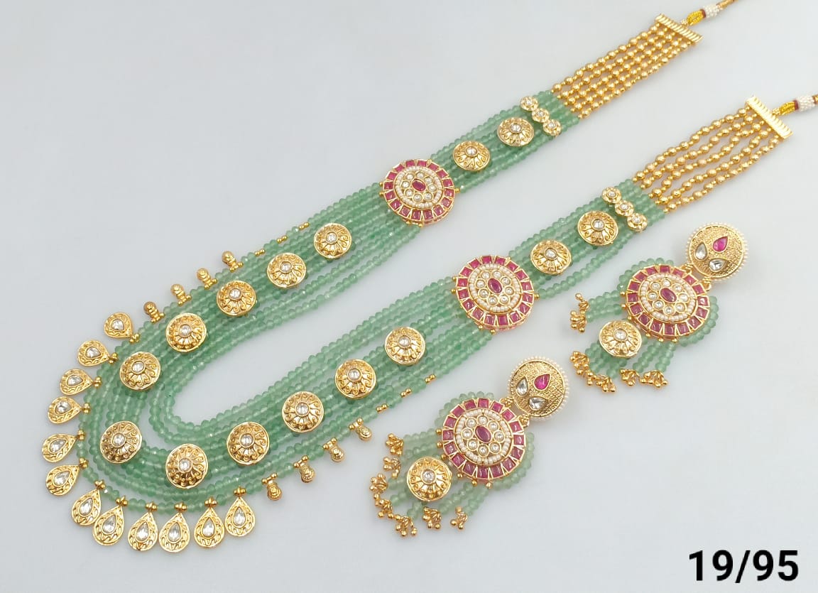 Elegant Kundan Long Necklace Set with Earrings For Woman & Girls