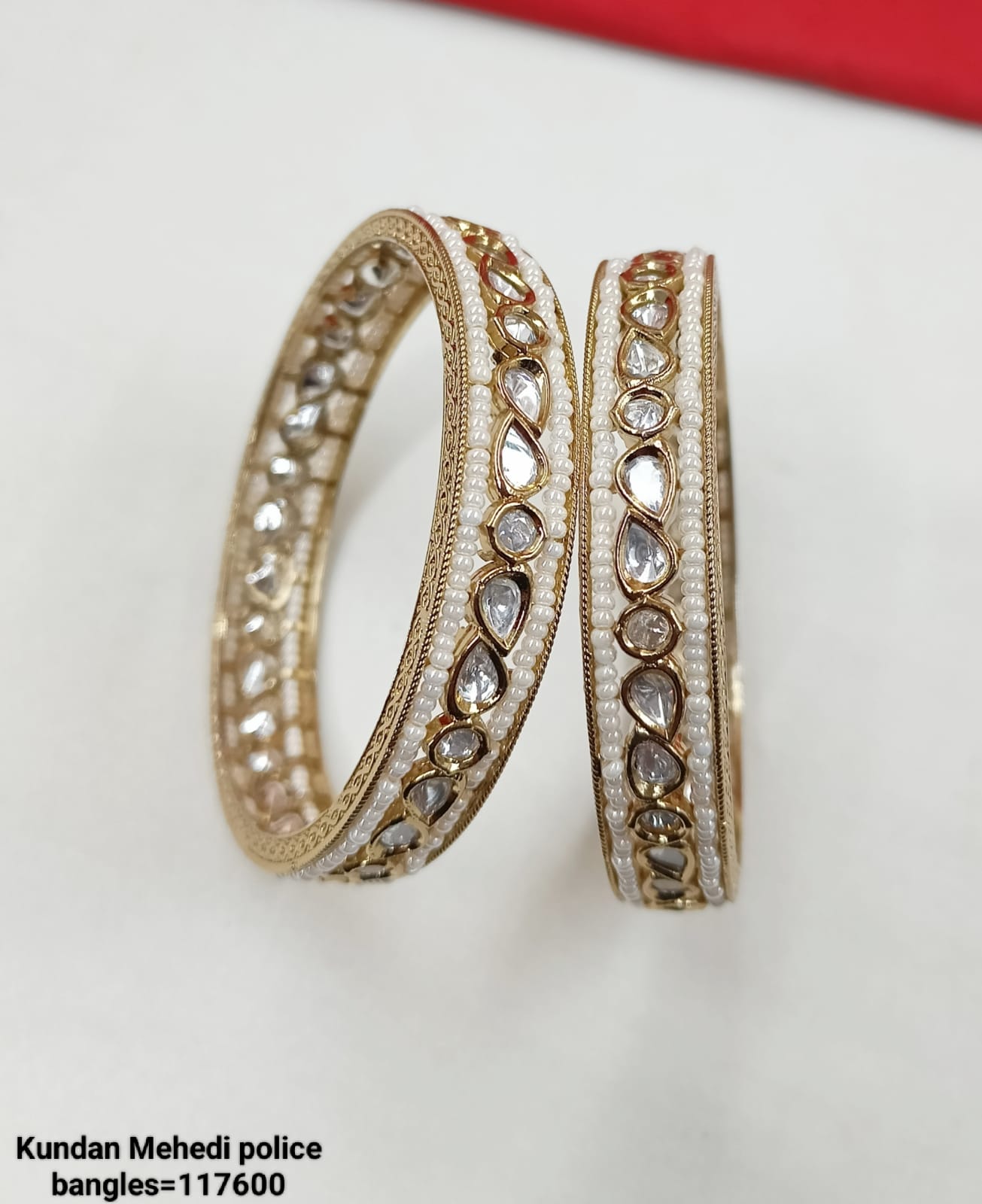 Antique Gold Plated Kundan Bangles Set