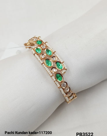 Fashionable Pachi Kundan Gold Plated Bracelet