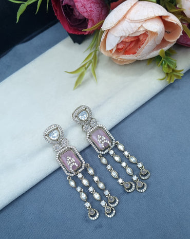Geometric Rectangular Stone Chandelier Drop Earrings