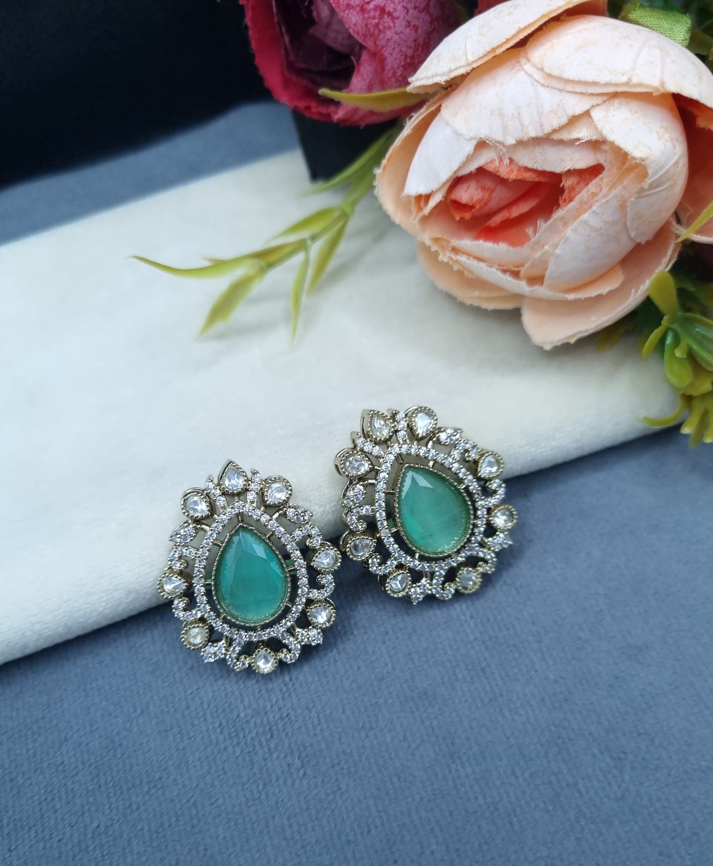 Elegant Statement Teardrop Stud Earrings for Festive Wear