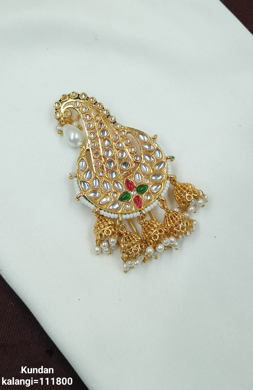 Elegant CZ Kalangi with Pearl and Jhumka Accents