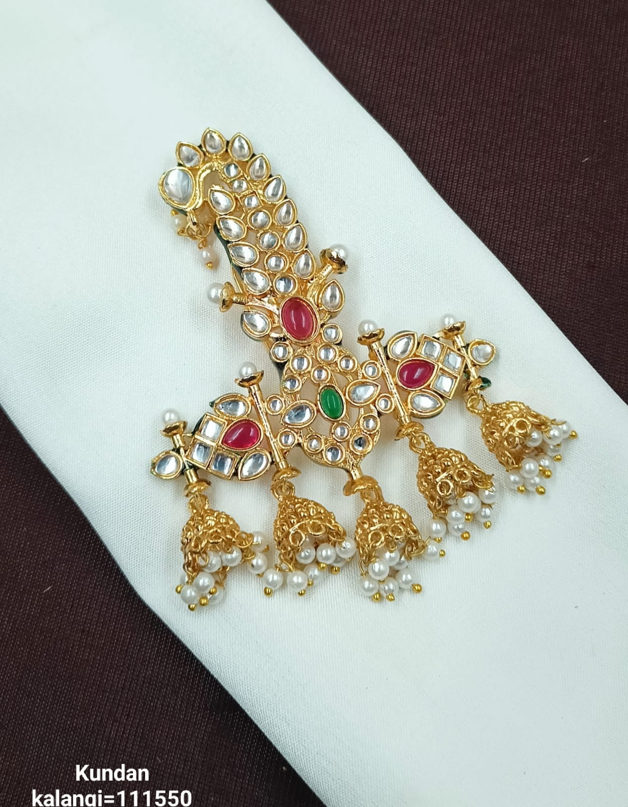 Royal CZ Kalangi with Intricate Detailing and Pearl Jhumkas