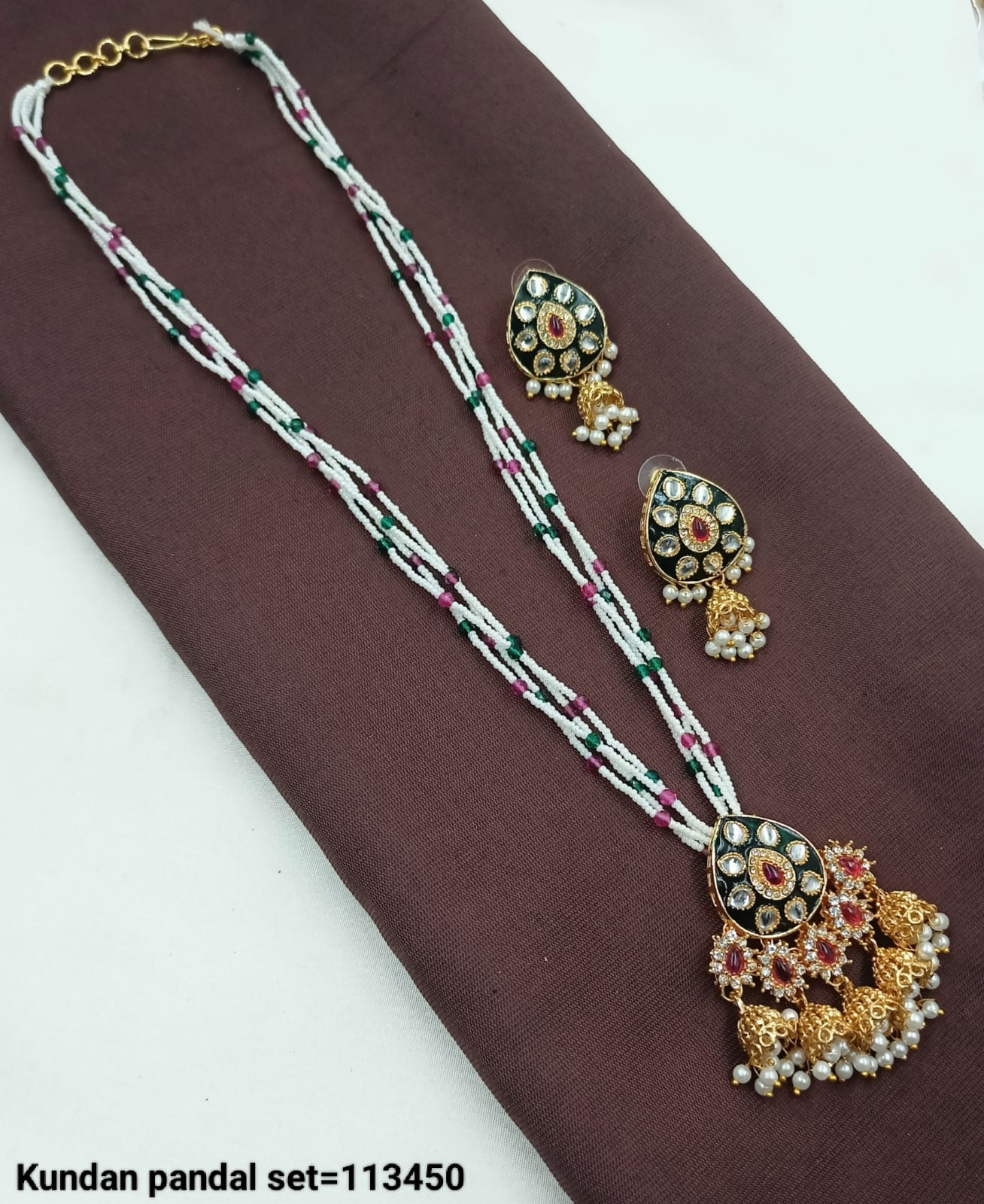 Traditional Kundan Pandal Necklace and Earring Set