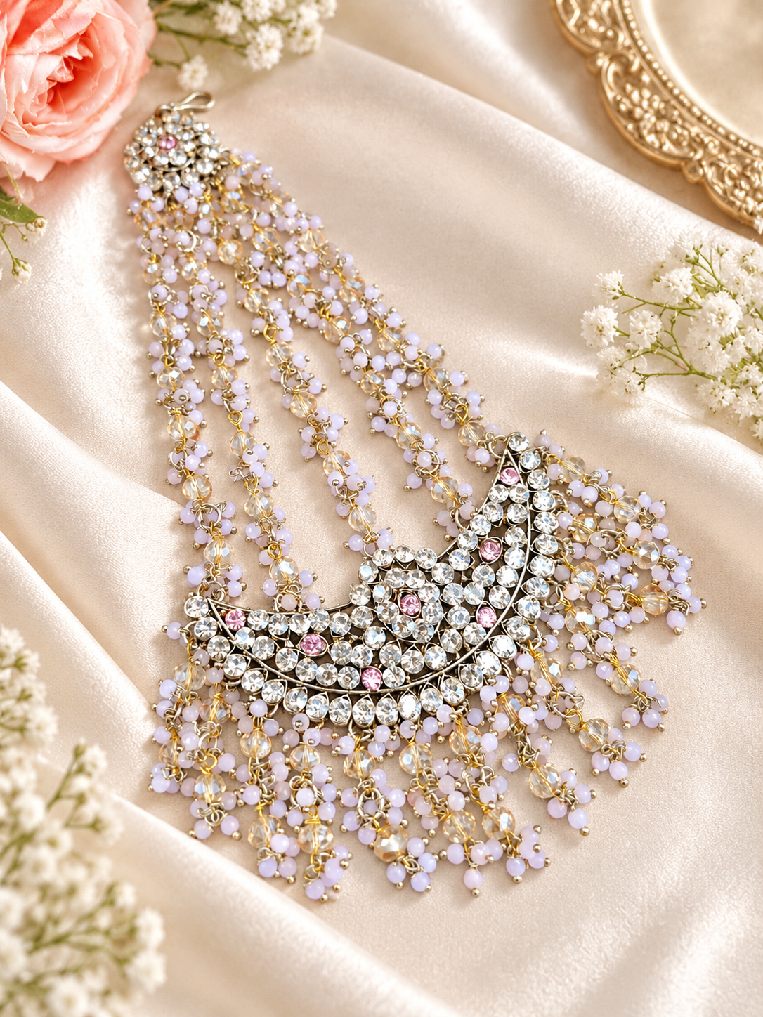 Chand Motif Crystal Hair Accessory / Bridal Jhoomar