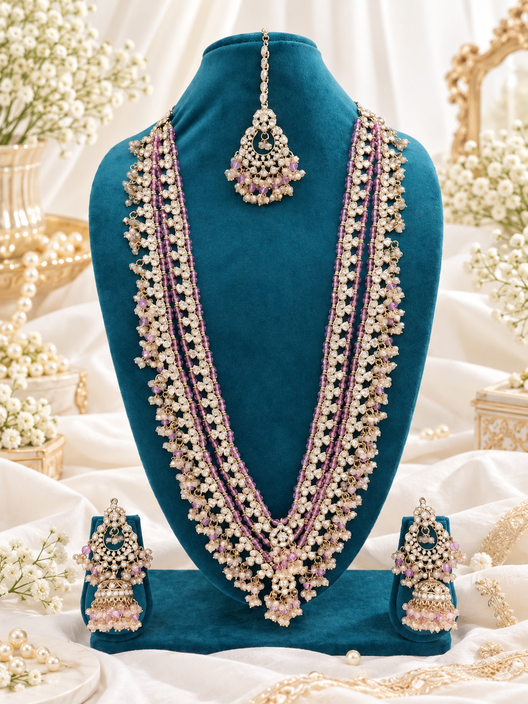 The Multi-Layered Heritage Red Bead & Kundan Bridal Jewelry Set