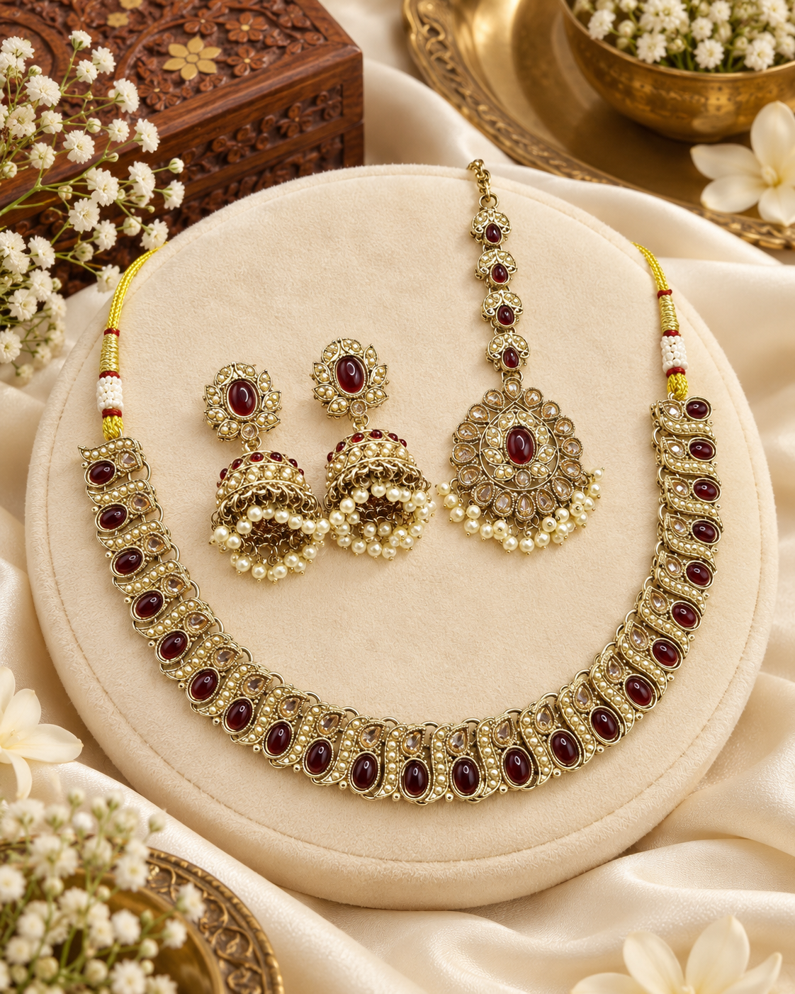 Traditional Stone Choker & Jhumka Jewelry Set