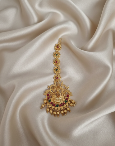 Antique Matte Finish Temple Goddess Maang Tikk