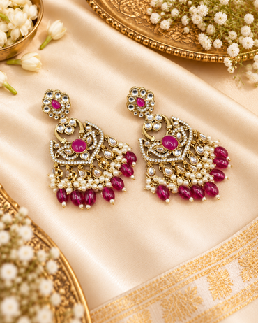 Statement Drop Earrings with Bead & Pearl Fringe