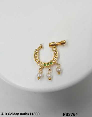 Traditional And Ethnic Gold Plated With Pearl Nose pin